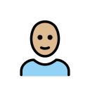 OpenMoji 13.1  👨🏼‍🦲  Man: Medium-light Skin Tone, Bald Emoji