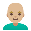 Google (Android 12L)  👨🏼‍🦲  Man: Medium-light Skin Tone, Bald Emoji