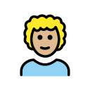 OpenMoji 13.1  👨🏼‍🦱  Man: Medium-light Skin Tone, Curly Hair Emoji