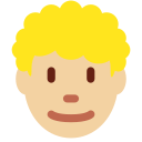 Twitter (Twemoji 14.0)  👨🏼‍🦱  Man: Medium-light Skin Tone, Curly Hair Emoji