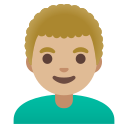 Google (Android 12L)  👨🏼‍🦱  Man: Medium-light Skin Tone, Curly Hair Emoji