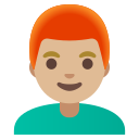 Google (Android 12L)  👨🏼‍🦰  Man: Medium-light Skin Tone, Red Hair Emoji