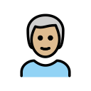 OpenMoji 13.1  👨🏼‍🦳  Man: Medium-light Skin Tone, White Hair Emoji