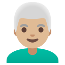 Google (Android 12L)  👨🏼‍🦳  Man: Medium-light Skin Tone, White Hair Emoji
