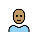OpenMoji 13.1  👨🏽‍🦲  Man: Medium Skin Tone, Bald Emoji