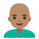 Google (Android 12L)  👨🏽‍🦲  Man: Medium Skin Tone, Bald Emoji