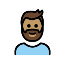 OpenMoji 13.1  🧔🏽‍♂️  Man: Medium Skin Tone, Beard Emoji