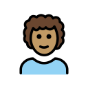 OpenMoji 13.1  👨🏽‍🦱  Man: Medium Skin Tone, Curly Hair Emoji