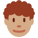Twitter (Twemoji 14.0)  👨🏽‍🦱  Man: Medium Skin Tone, Curly Hair Emoji