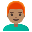 Google (Android 12L)  👨🏽‍🦰  Man: Medium Skin Tone, Red Hair Emoji
