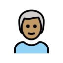 OpenMoji 13.1  👨🏽‍🦳  Man: Medium Skin Tone, White Hair Emoji