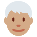 Twitter (Twemoji 14.0)  👨🏽‍🦳  Man: Medium Skin Tone, White Hair Emoji