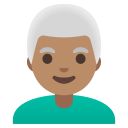 Google (Android 12L)  👨🏽‍🦳  Man: Medium Skin Tone, White Hair Emoji