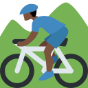 Twitter (Twemoji 14.0)  🚵🏿‍♂️  Man Mountain Biking: Dark Skin Tone Emoji