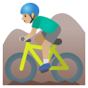 Google (Android 12L)  🚵🏼‍♂️  Man Mountain Biking: Medium-light Skin Tone Emoji