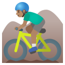 Google (Android 12L)  🚵🏽‍♂️  Man Mountain Biking: Medium Skin Tone Emoji