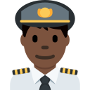 Twitter (Twemoji 14.0)  👨🏿‍✈️  Man Pilot: Dark Skin Tone Emoji
