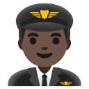 Google (Android 12L)  👨🏿‍✈️  Man Pilot: Dark Skin Tone Emoji