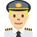 Twitter (Twemoji 14.0)  👨🏼‍✈️  Man Pilot: Medium-light Skin Tone Emoji