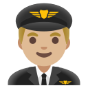 Google (Android 12L)  👨🏼‍✈️  Man Pilot: Medium-light Skin Tone Emoji