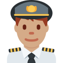 Twitter (Twemoji 14.0)  👨🏽‍✈️  Man Pilot: Medium Skin Tone Emoji
