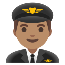 Google (Android 12L)  👨🏽‍✈️  Man Pilot: Medium Skin Tone Emoji