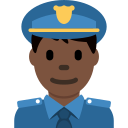 Twitter (Twemoji 14.0)  👮🏿‍♂️  Man Police Officer: Dark Skin Tone Emoji
