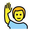 OpenMoji 13.1  🙋‍♂️  Man Raising Hand Emoji