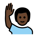 OpenMoji 13.1  🙋🏿‍♂️  Man Raising Hand: Dark Skin Tone Emoji