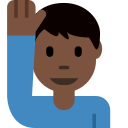Twitter (Twemoji 14.0)  🙋🏿‍♂️  Man Raising Hand: Dark Skin Tone Emoji