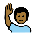 OpenMoji 13.1  🙋🏾‍♂️  Man Raising Hand: Medium-dark Skin Tone Emoji