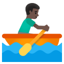 Google (Android 12L)  🚣🏿‍♂️  Man Rowing Boat: Dark Skin Tone Emoji
