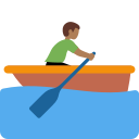 Twitter (Twemoji 14.0)  🚣🏾‍♂️  Man Rowing Boat: Medium-dark Skin Tone Emoji