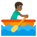 Google (Android 12L)  🚣🏾‍♂️  Man Rowing Boat: Medium-dark Skin Tone Emoji