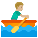 Google (Android 12L)  🚣🏼‍♂️  Man Rowing Boat: Medium-light Skin Tone Emoji