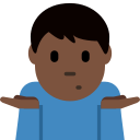 Twitter (Twemoji 14.0)  🤷🏿‍♂️  Man Shrugging: Dark Skin Tone Emoji