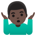 Google (Android 12L)  🤷🏿‍♂️  Man Shrugging: Dark Skin Tone Emoji