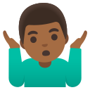 Google (Android 12L)  🤷🏾‍♂️  Man Shrugging: Medium-dark Skin Tone Emoji