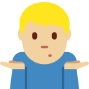 Twitter (Twemoji 14.0)  🤷🏼‍♂️  Man Shrugging: Medium-light Skin Tone Emoji