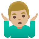 Google (Android 12L)  🤷🏼‍♂️  Man Shrugging: Medium-light Skin Tone Emoji
