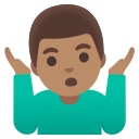 Google (Android 12L)  🤷🏽‍♂️  Man Shrugging: Medium Skin Tone Emoji