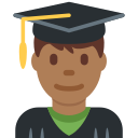 Twitter (Twemoji 14.0)  👨🏾‍🎓  Man Student: Medium-dark Skin Tone Emoji