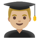 Google (Android 12L)  👨🏼‍🎓  Man Student: Medium-light Skin Tone Emoji