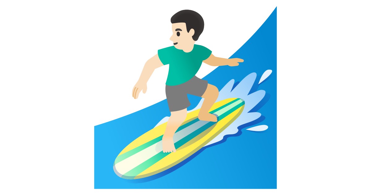 🏄🏻‍♂️  Man Surfing: Light Skin Tone