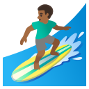 Google (Android 12L)  🏄🏾‍♂️  Man Surfing: Medium-dark Skin Tone Emoji