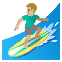 Google (Android 12L)  🏄🏼‍♂️  Man Surfing: Medium-light Skin Tone Emoji