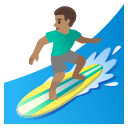 Google (Android 12L)  🏄🏽‍♂️  Man Surfing: Medium Skin Tone Emoji