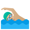 Google (Android 12L)  🏊🏼‍♂️  Man Swimming: Medium-light Skin Tone Emoji