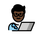 OpenMoji 13.1  👨🏿‍💻  Man Technologist: Dark Skin Tone Emoji