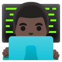 Google (Android 12L)  👨🏿‍💻  Man Technologist: Dark Skin Tone Emoji